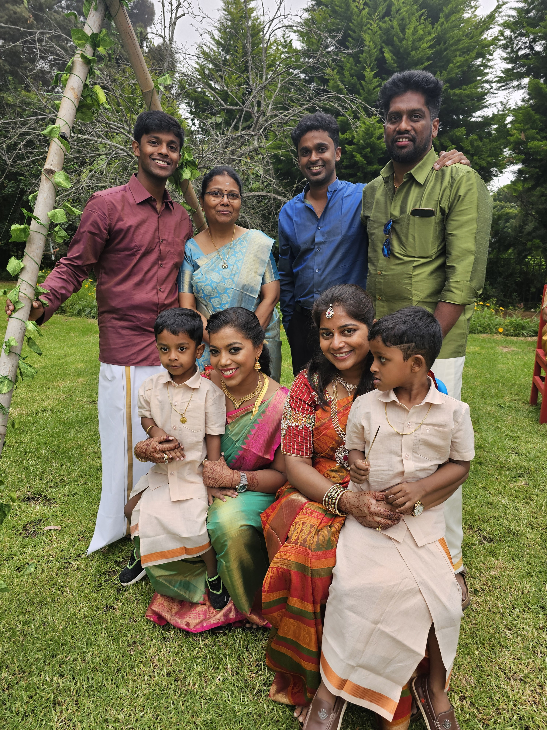 Family group photo on the grass